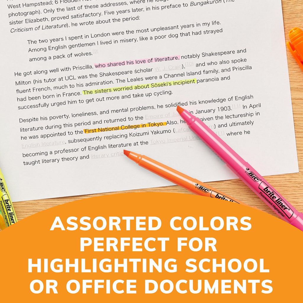 BIC Brite Liner Orange Highlighters, Chisel Tip, 12-Count Pack