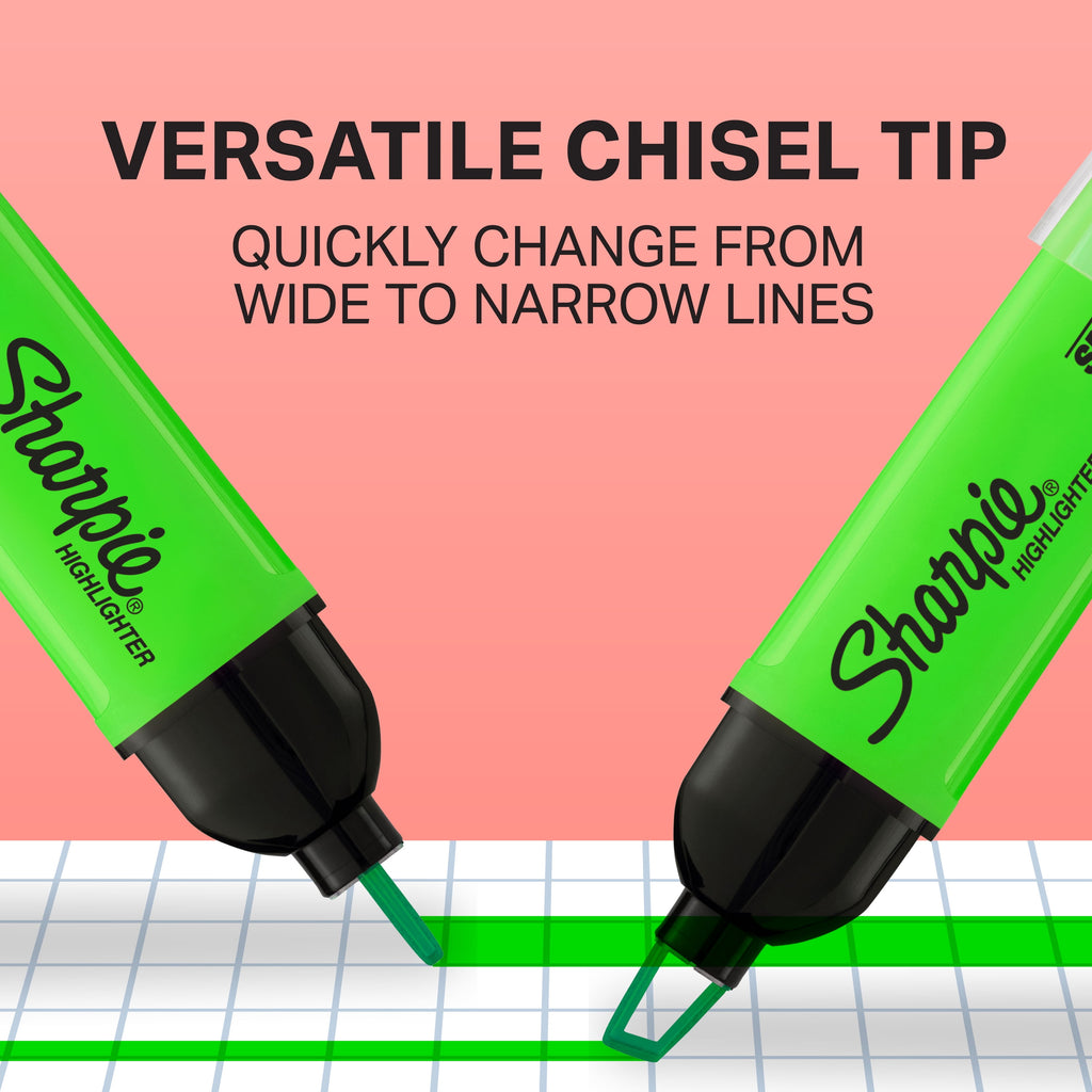 Sharpie Highlighter, Clear View Highlighter with See-Through Chisel Tip, Tank Highlighter, Assorted, 3 Count