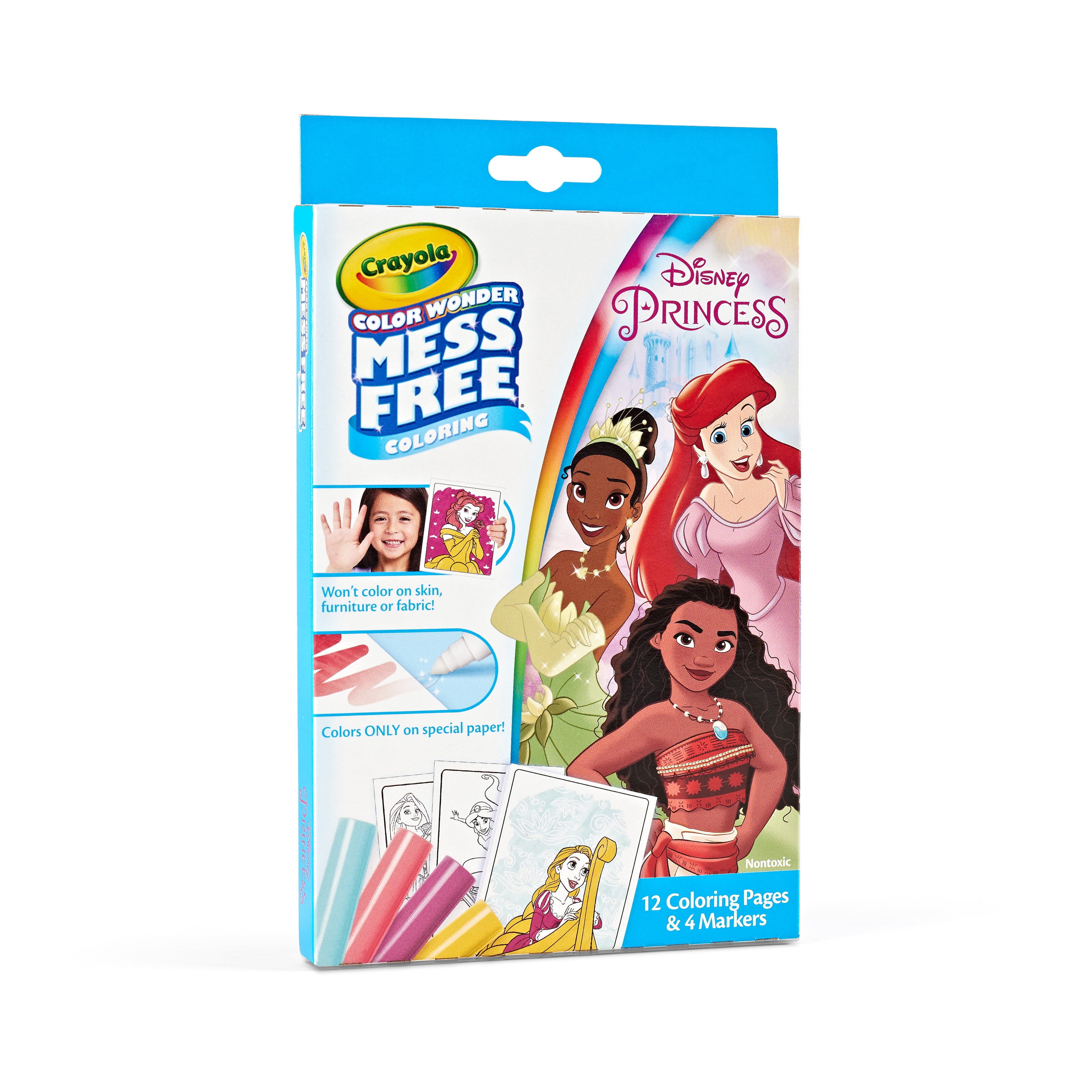 Crayola Color Wonder Disney Princess Mini Box Set, 12 Pgs & 4 Markers, Coloring Set for Toddlers, Arts and Crafts, Creative Gift for Kids, Ages 3, 4, 5, 6