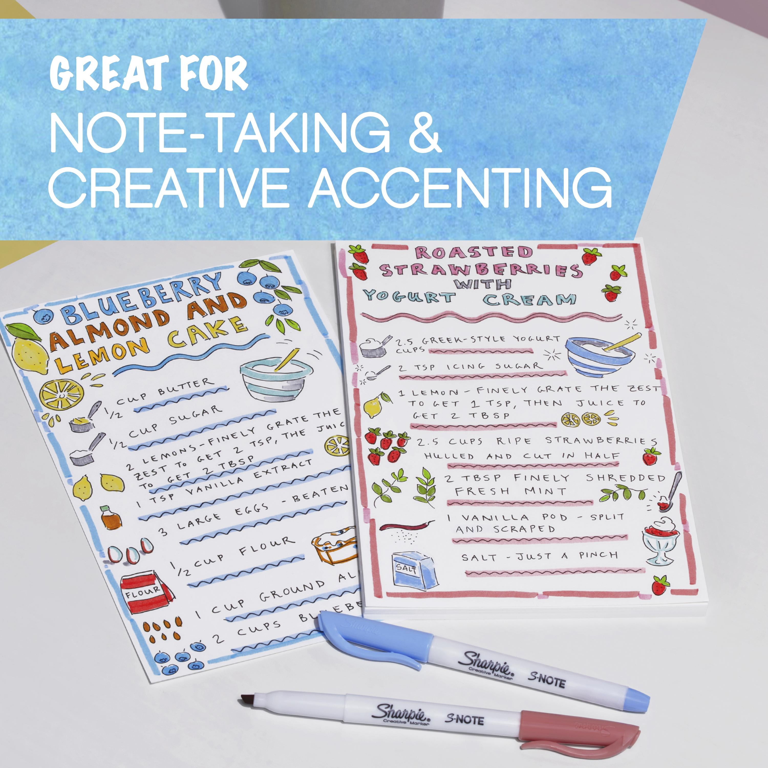 Sharpie S-Note Creative Markers, Highlighters, Assorted Colors, Chisel Tip, 6 Count