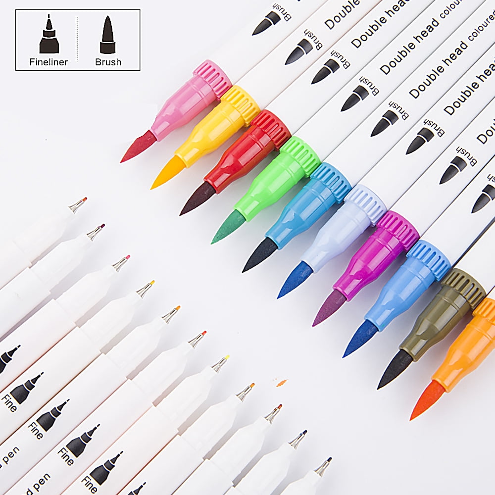 Markers for Adult Coloring, 24 Colors Dual Brush Markers Pens, Dual Tip Fine Point Art Markers