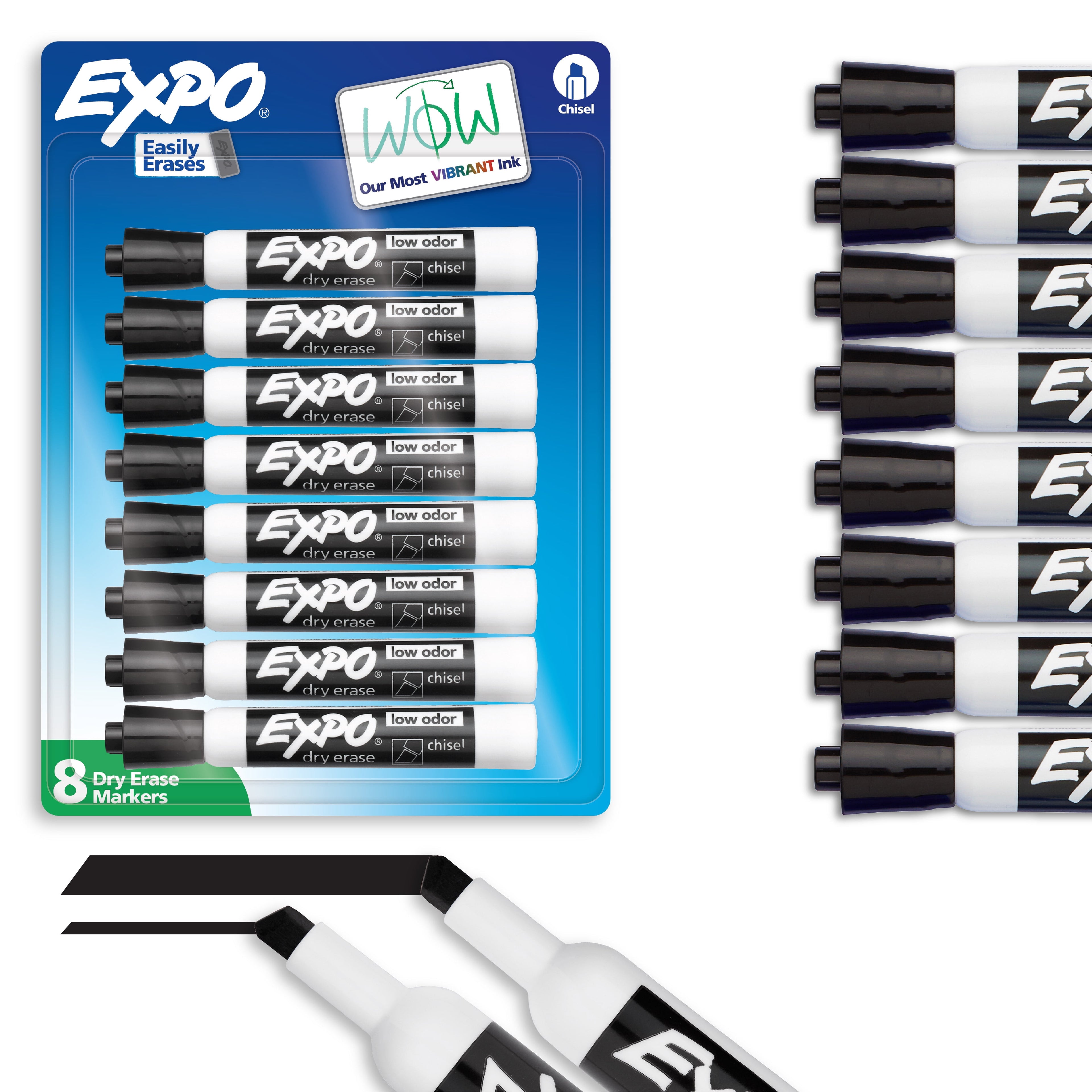 EXPO Dry Erase Markers, Chisel Tip, Black, 8 Count