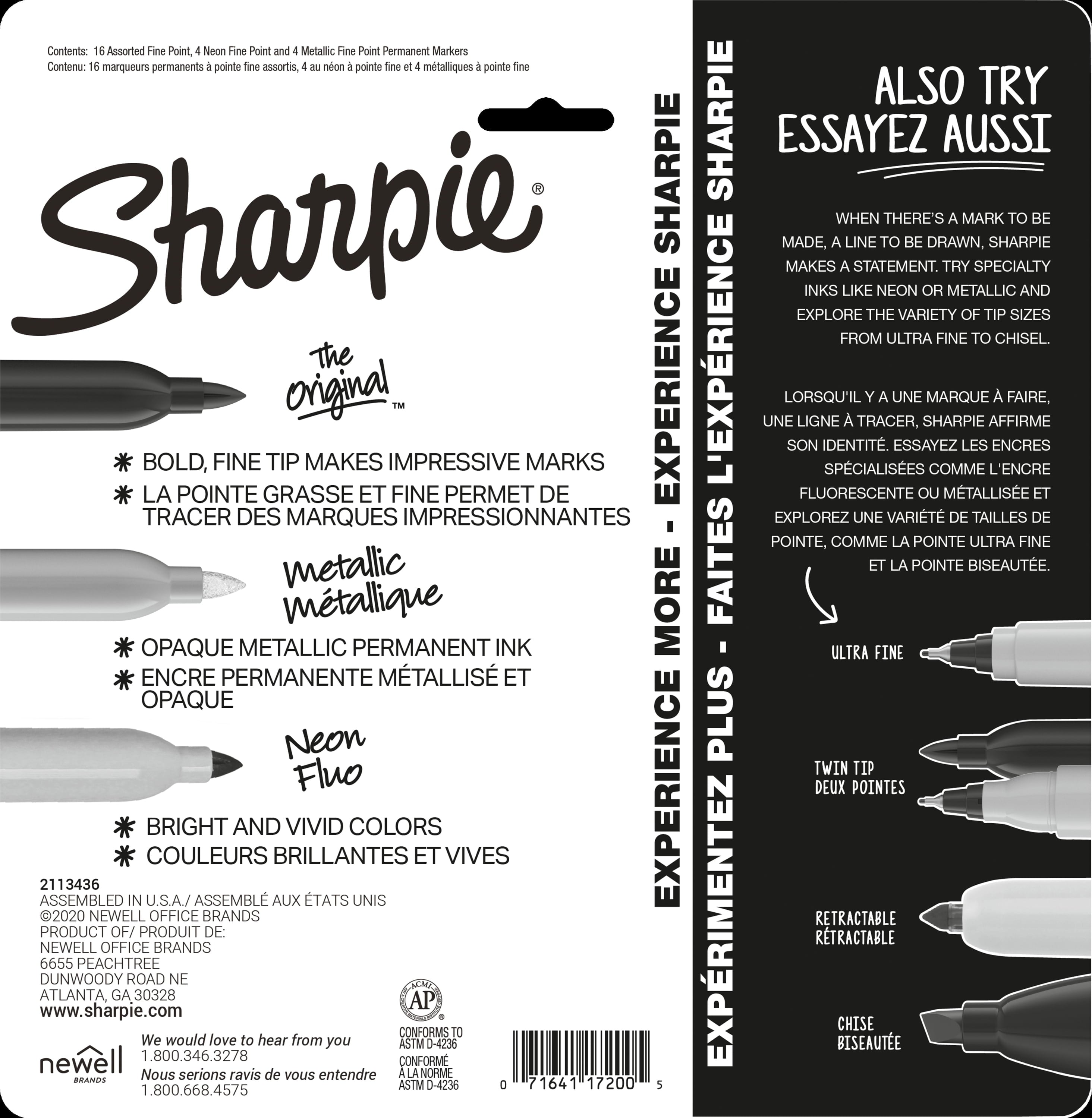 Sharpie Permanent Markers, Fine Point, Assorted Colors, 24 Count