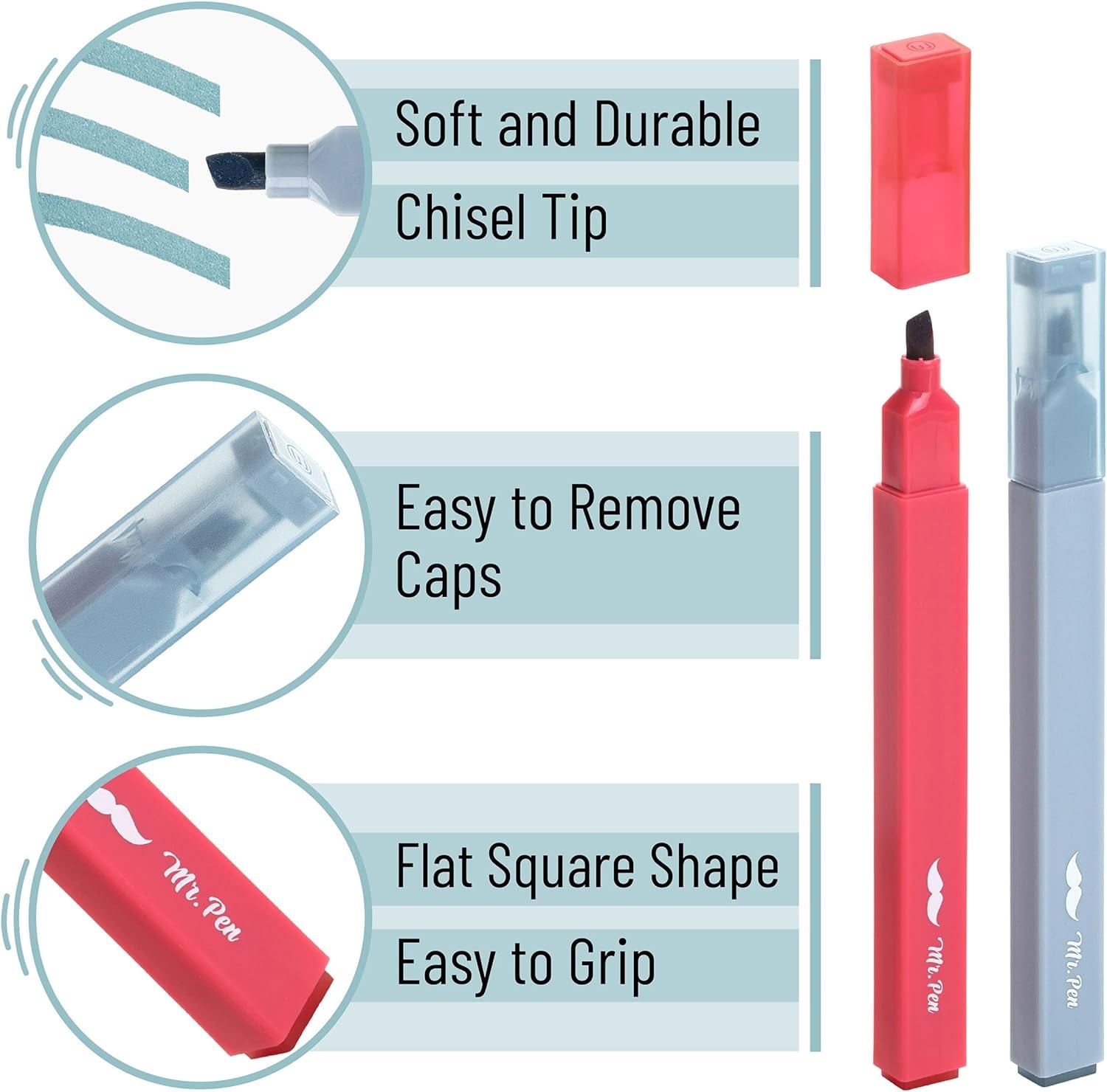 Mr. Pen- Aesthetic Highlighters, 8 Pcs, Chisel Tip, Muted Pastel Color