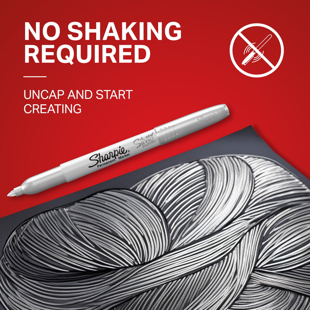 Sharpie Metallic Permanent Markers, Fine Point, Assorted Metallic, 3 Count