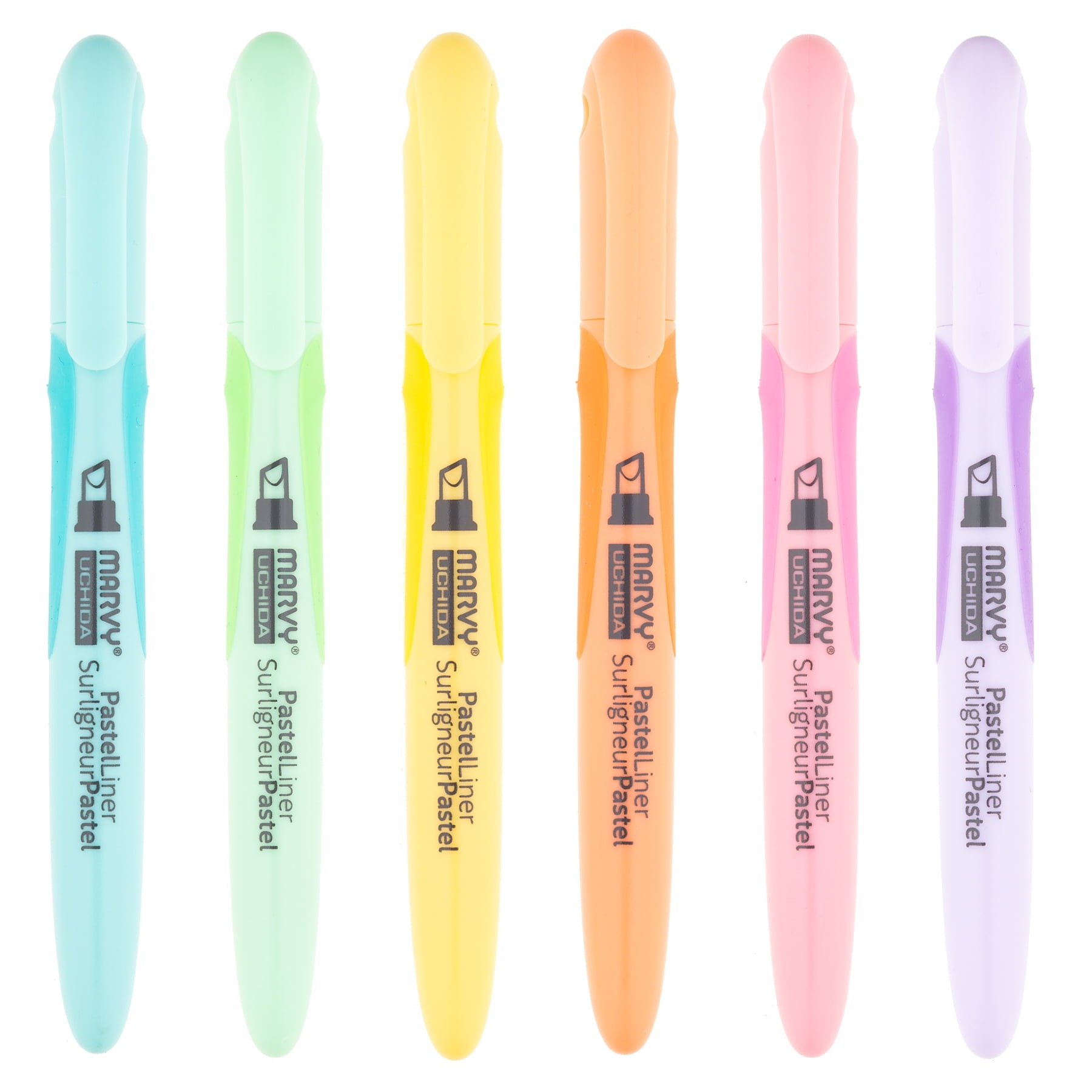 Marvy Uchida Pastel Liner, Chisel Tip, Assorted Colors, 6 Pc Set, 8000-6P