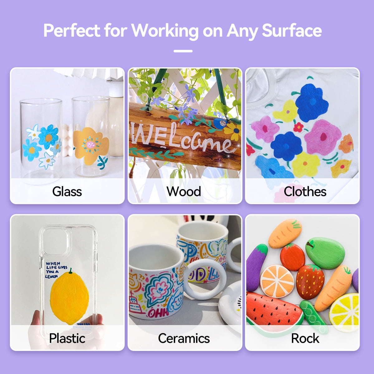 Arrtx 30 Colors Acrylic Paint Pens for Rock Painting, Extra Brush Tip, Water Based Paint Markers for Stone, Craft DIY, Easter Egg, Wood, Glass and More