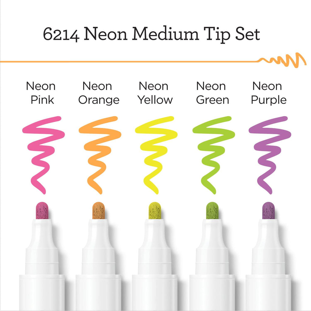 Apple Barrel Multi-Surface Medium Tip Paint Pens Set, Neon, 5 pc
