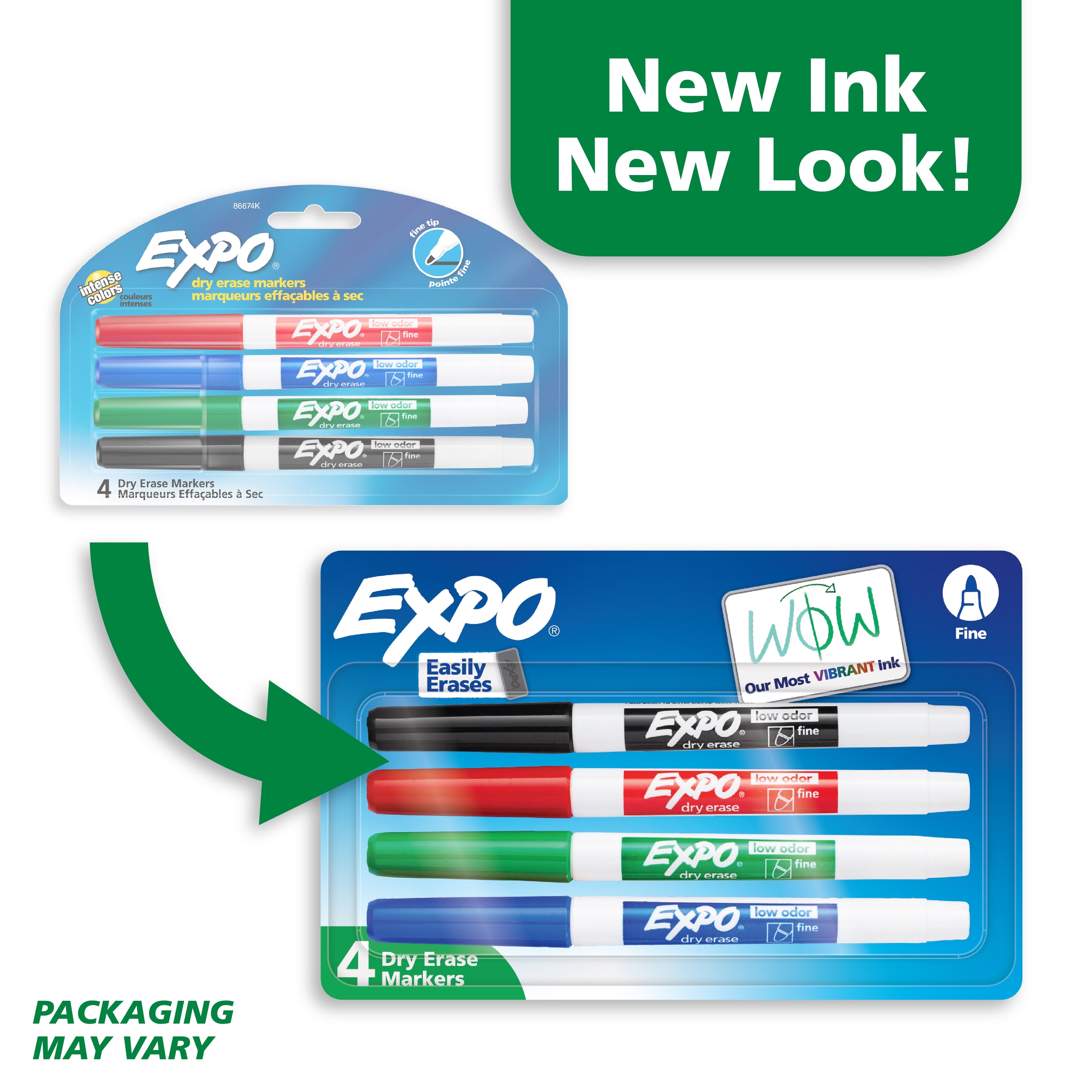 EXPO Dry Erase Markers, Fine Tip, Assorted Colors, 4 Count