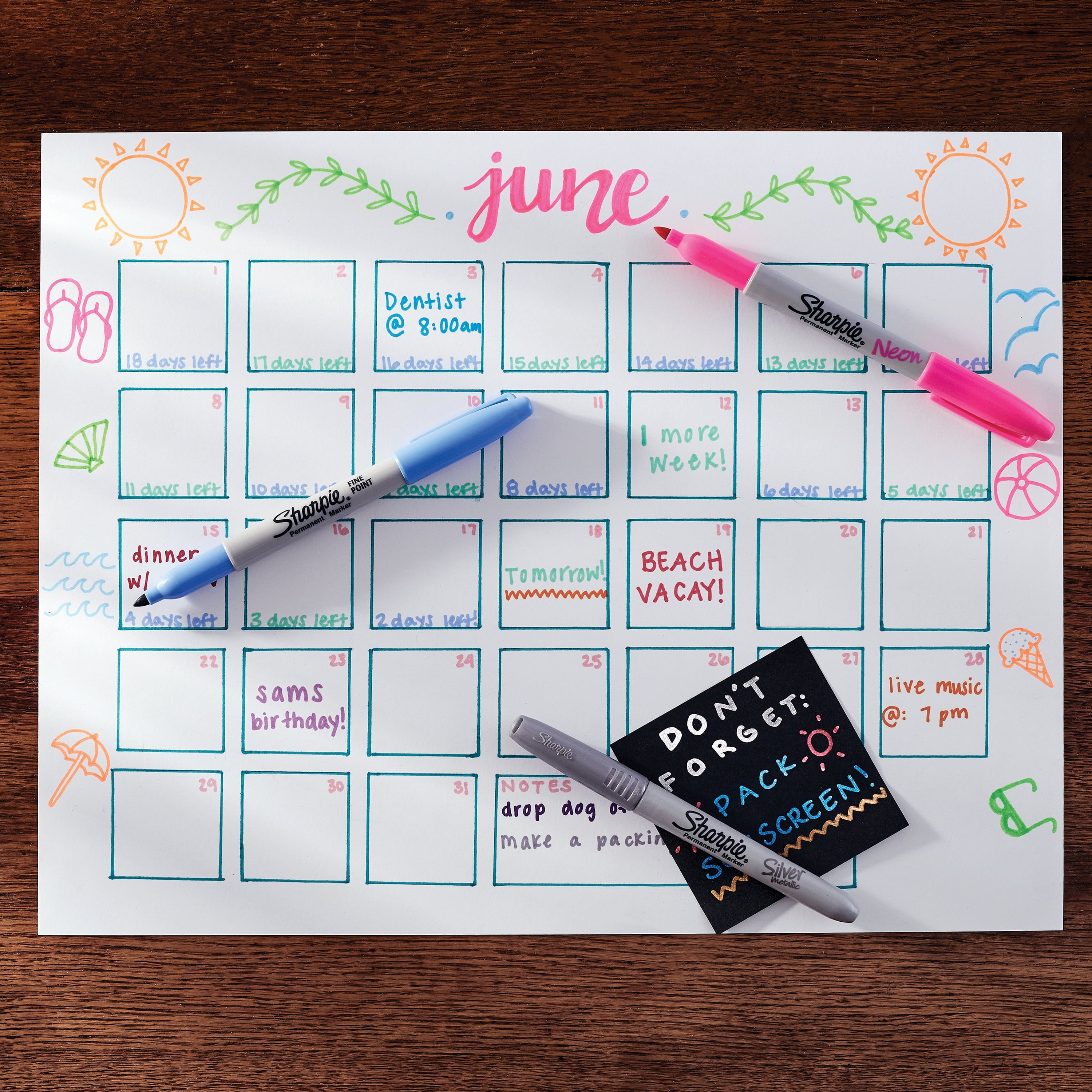 Sharpie Permanent Markers, Fine Point, Assorted Colors, 24 Count