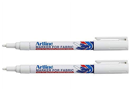 Artline Permanent Fabric Markers, Fine- Point, White, 2 Count Pack