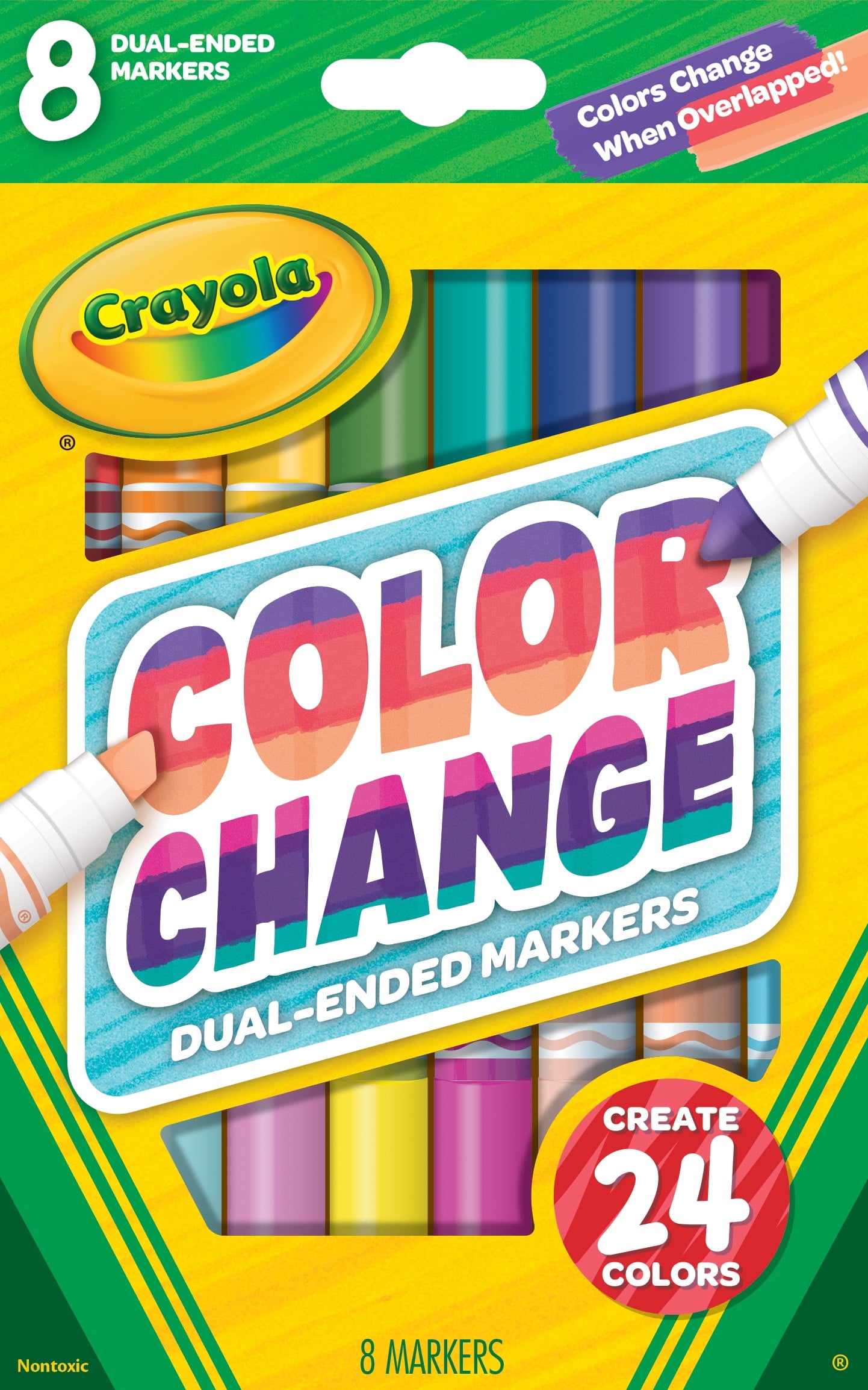 Crayola Color Changing Dual Tip Broad Line Markers, 8 Ct, School Supplies for Kids and Teachers, Gift