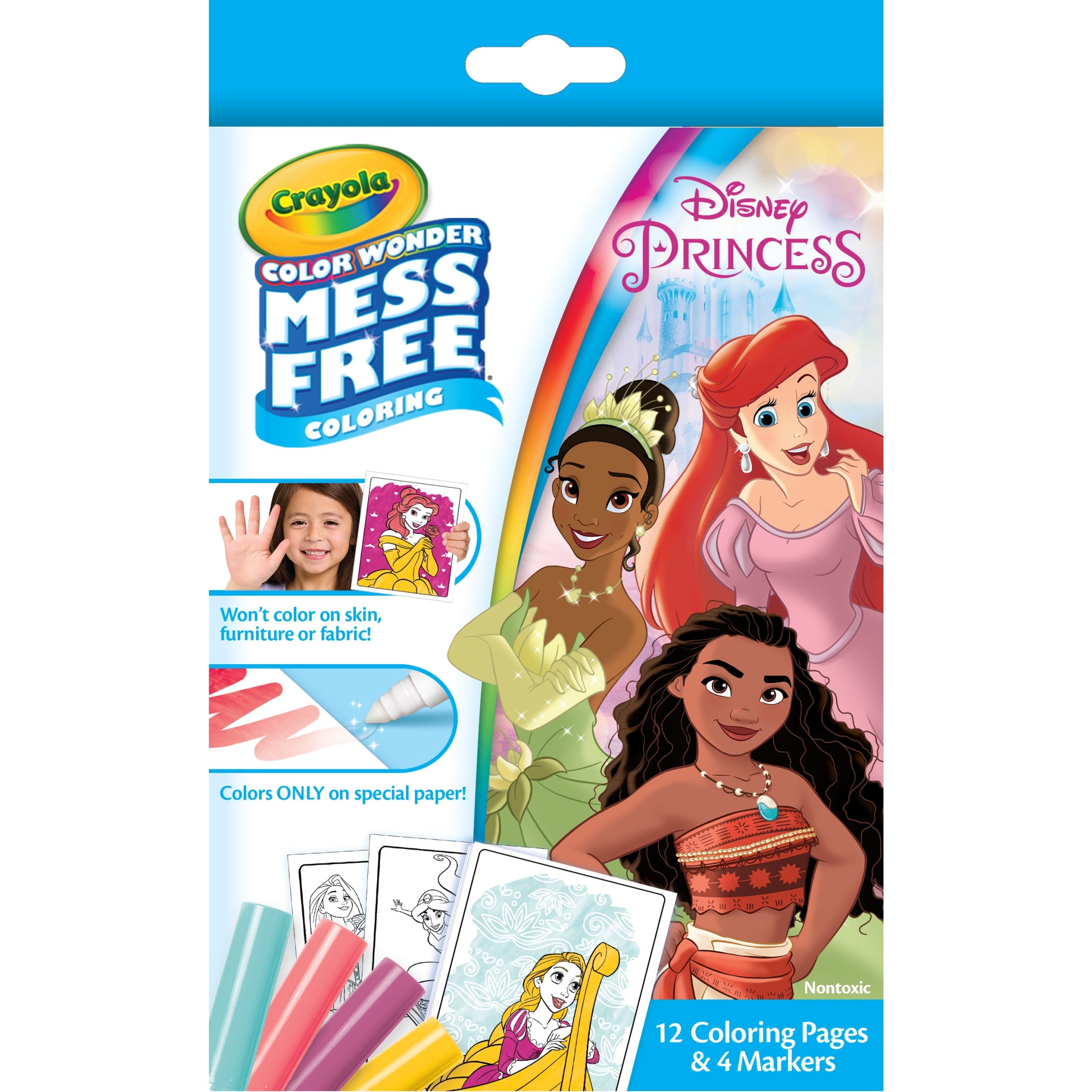 Crayola Color Wonder Disney Princess Mini Box Set, 12 Pgs & 4 Markers, Coloring Set for Toddlers, Arts and Crafts, Creative Gift for Kids, Ages 3, 4, 5, 6