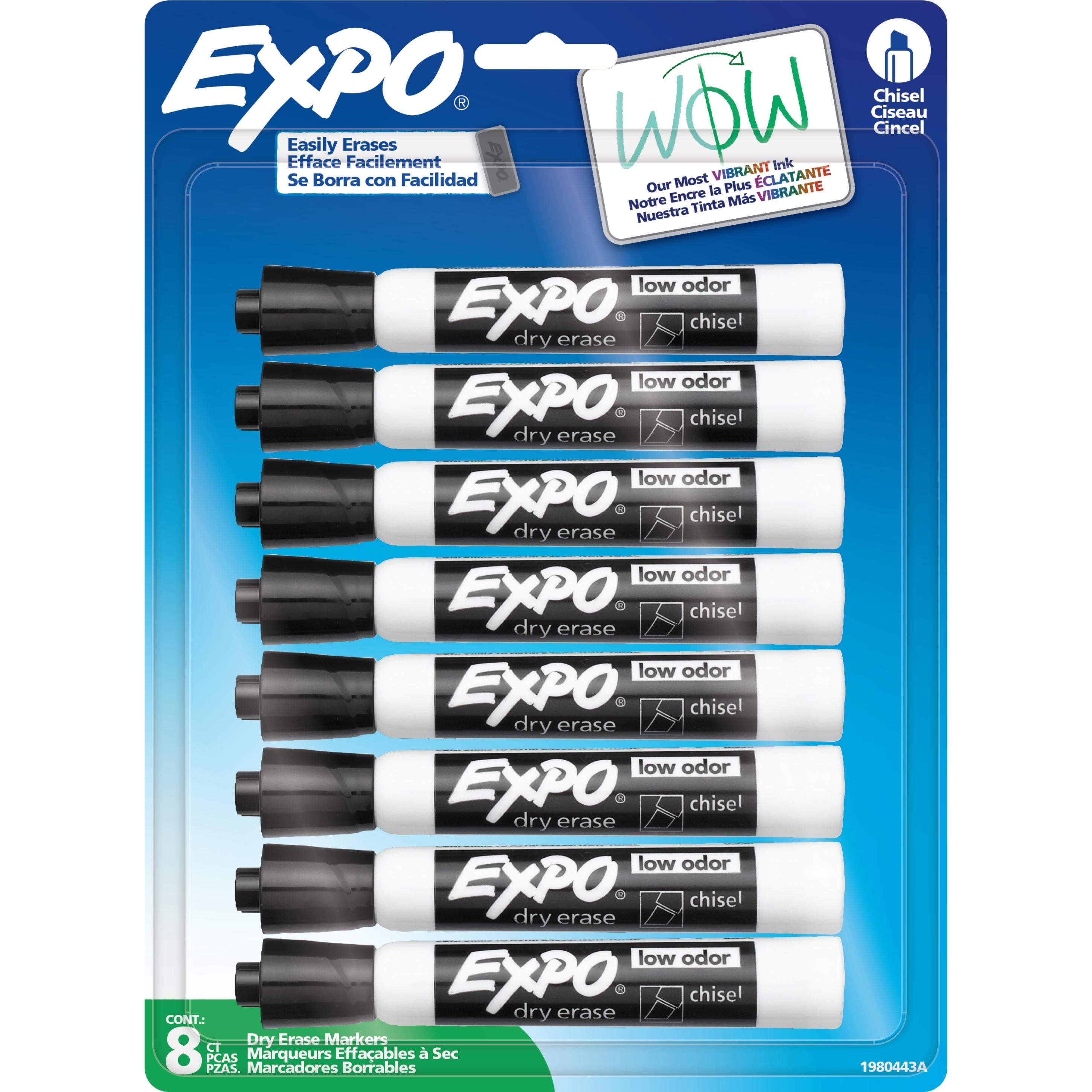 EXPO Dry Erase Markers, Chisel Tip, Black, 8 Count