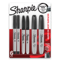 Sharpie Permanent Markers, Multi-Tip Pack, Fine/Ultra Fine/Chisel Tip, Black, 6 Count