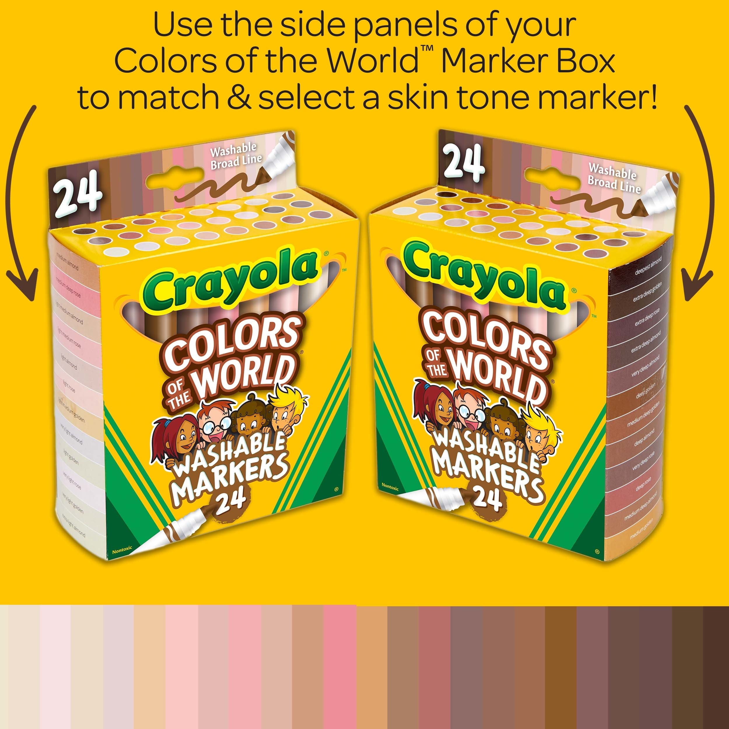 Crayola Colors of the World Art Markers, 24 Ct, Kids Stocking Stuffers, Holiday Arts & Crafts Supplies, Teacher Gift