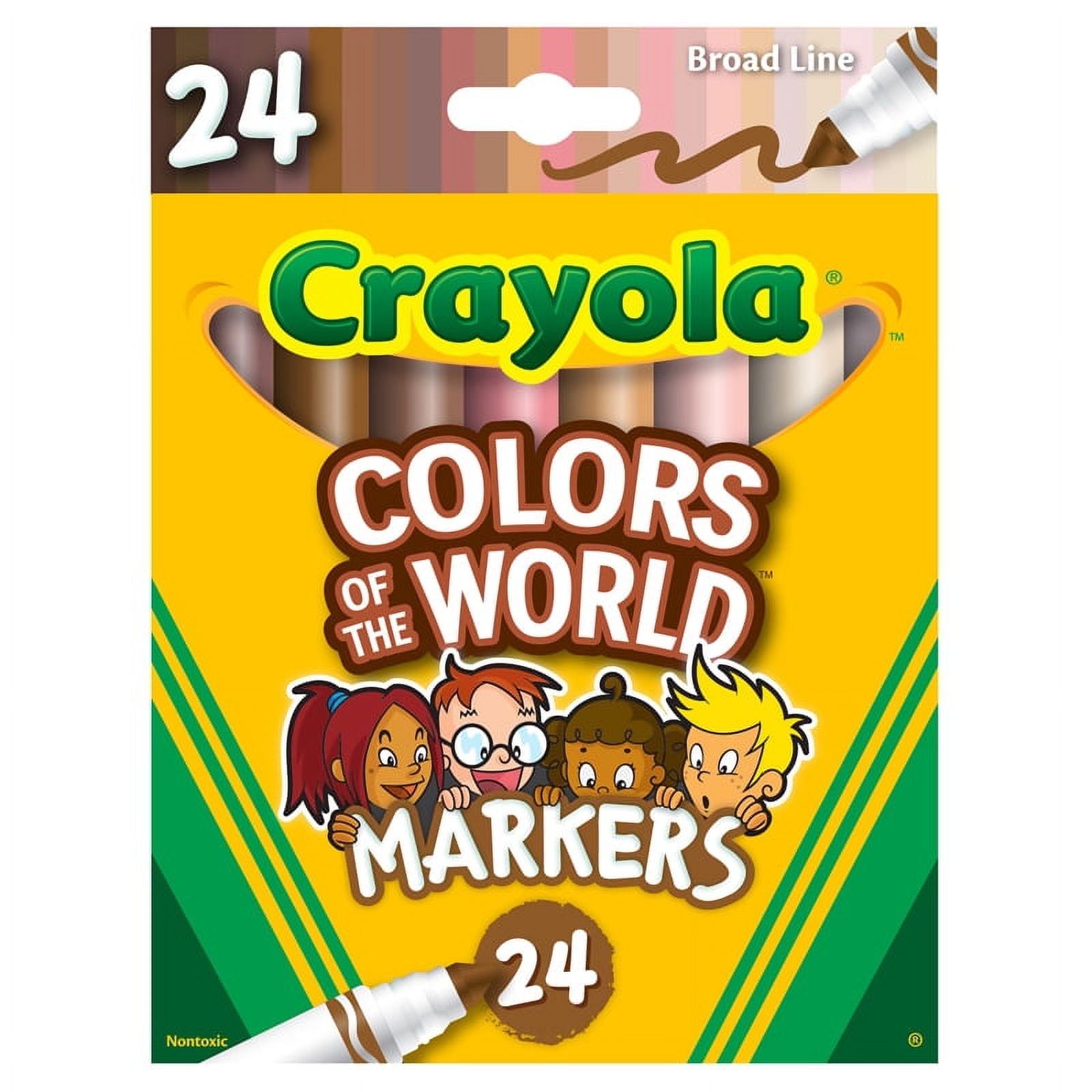 Crayola Colors of the World Art Markers, 24 Ct, Kids Stocking Stuffers, Holiday Arts & Crafts Supplies, Teacher Gift