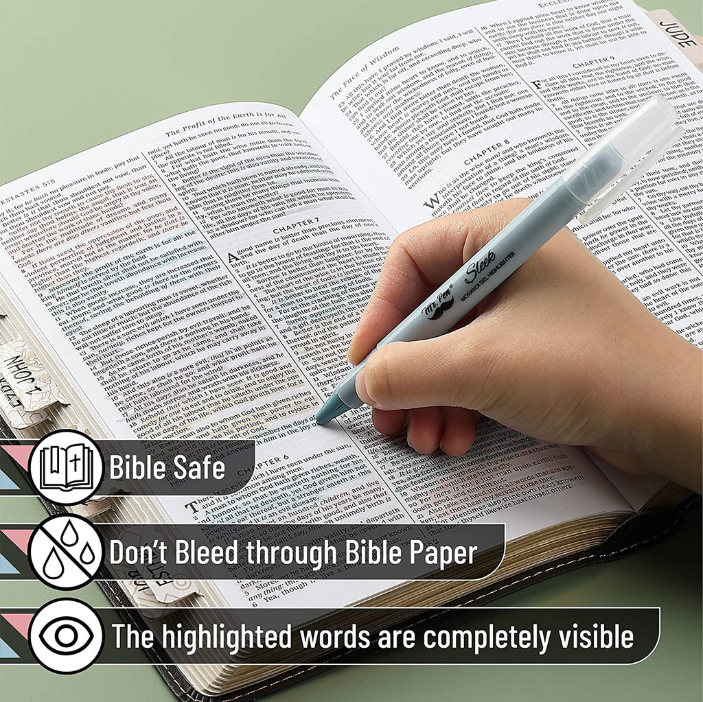 Mr. Pen- Gel Highlighter, 8 Pack, Morandi Colors, Bible Highlighters No Bleed, No Bleed Highlighters
