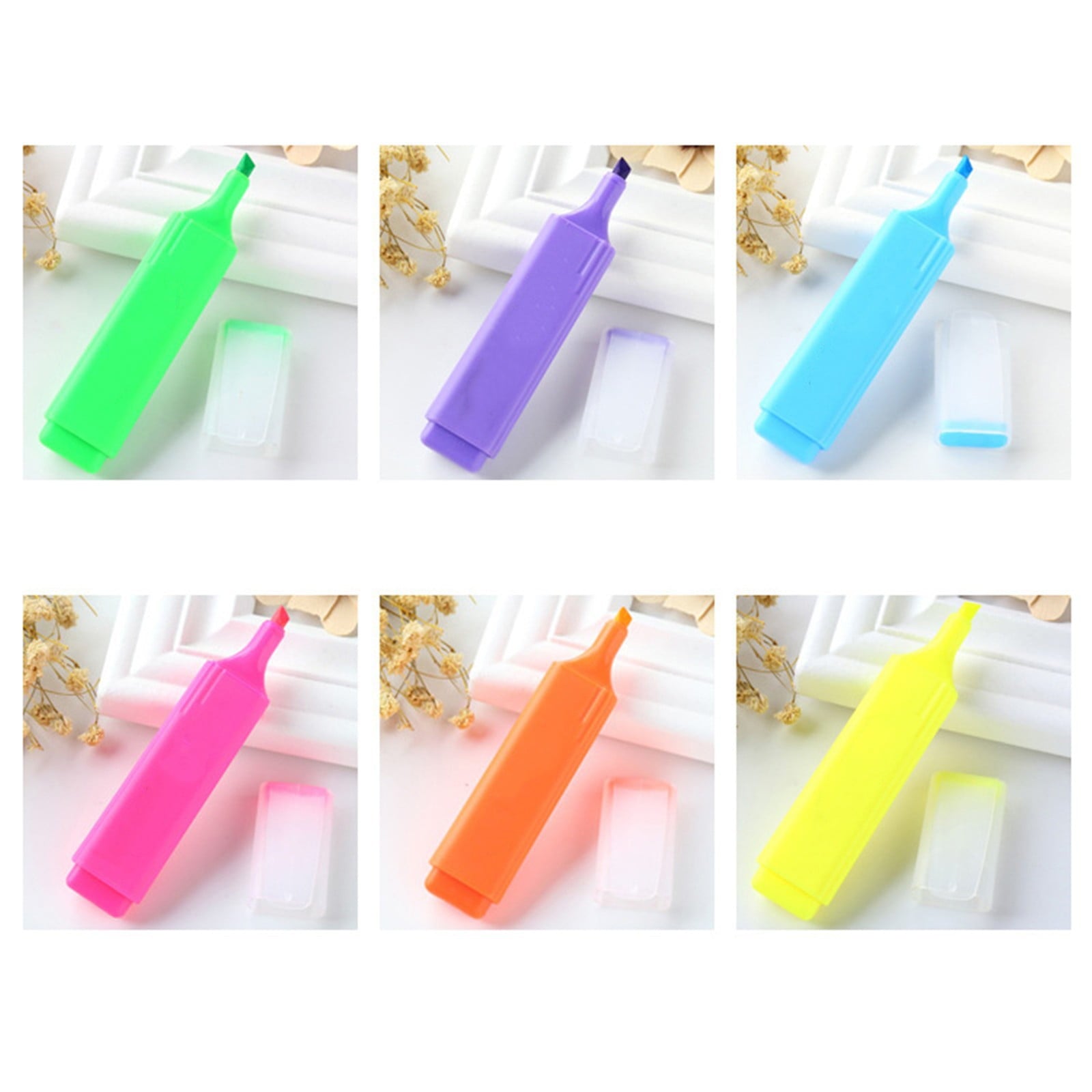 LQXZWJY Highlighter, Pastel Colors Chisel Tip Marker Pen, , Assorted Colors, Water Based, Quick Dry (6 Candy Colors)