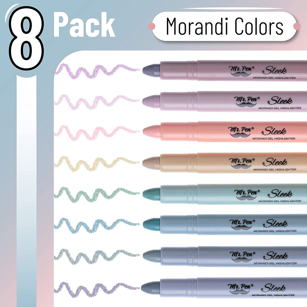 Mr. Pen- Gel Highlighter, 8 Pack, Morandi Colors, Bible Highlighters No Bleed, No Bleed Highlighters