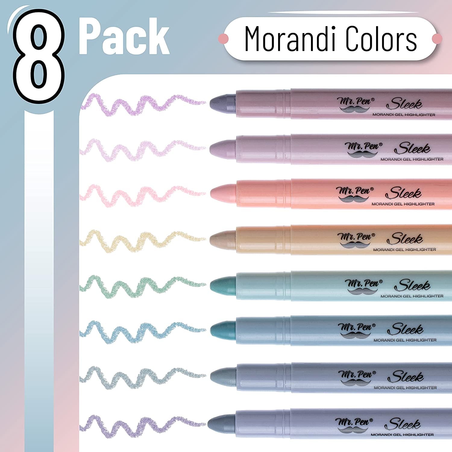 Mr. Pen- Gel Highlighter, 8 Pack, Morandi Colors, Bible Highlighters No Bleed, No Bleed Highlighters