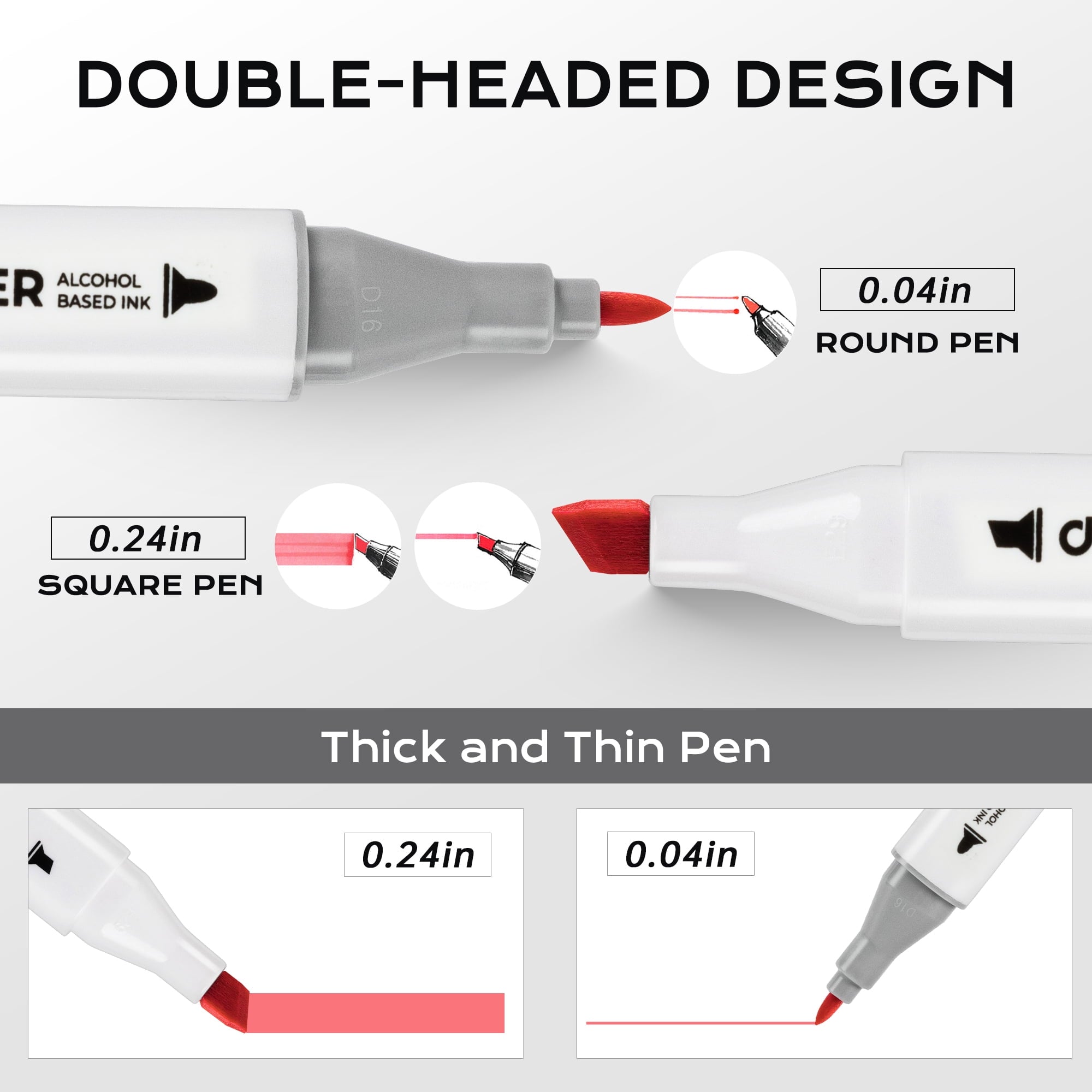 Deli 60 Colors Dual Tip Alcohol Markers, Art Markers Set Art Supplies Permanent Marker with Storage Box