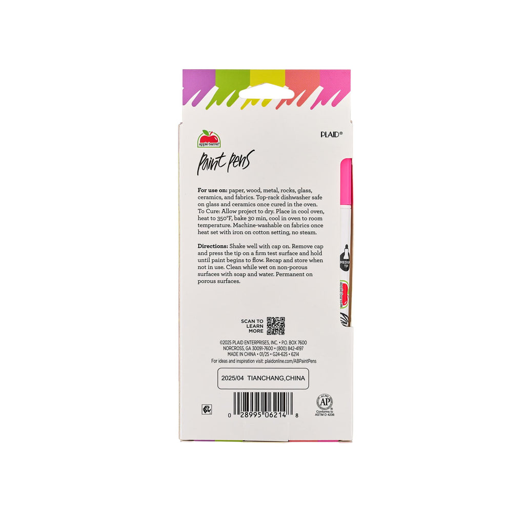 Apple Barrel Multi-Surface Medium Tip Paint Pens Set, Neon, 5 pc