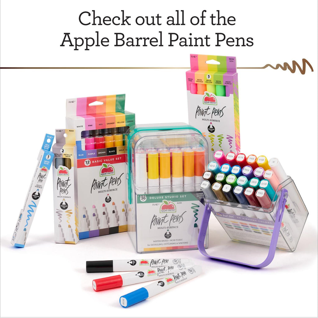Apple Barrel Multi-Surface Medium Tip Paint Pens Set, Neon, 5 pc