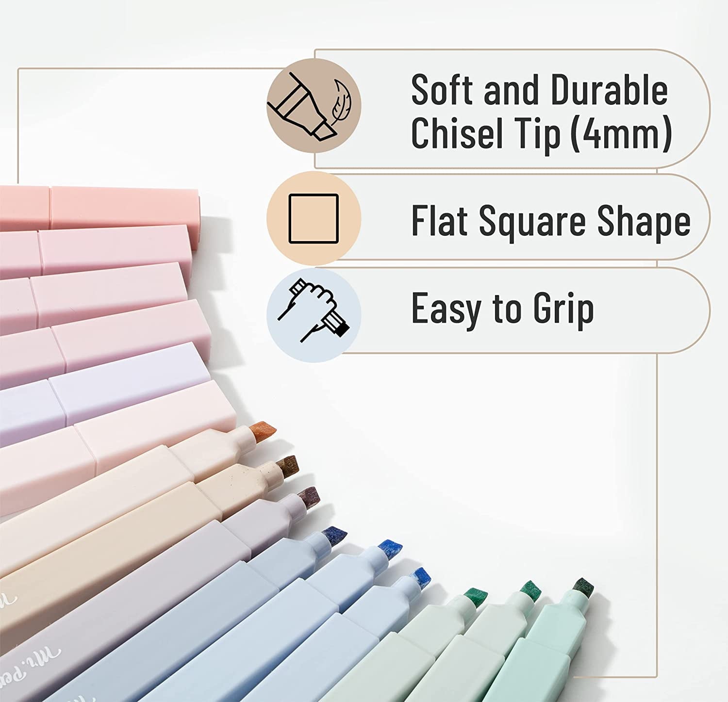Mr. Pen- Aesthetic Highlighters, 16 pcs, Chisel Tip, Morandi Colors, No Bleed Bible Highlighter Pastel, Assorted Colors, Cute