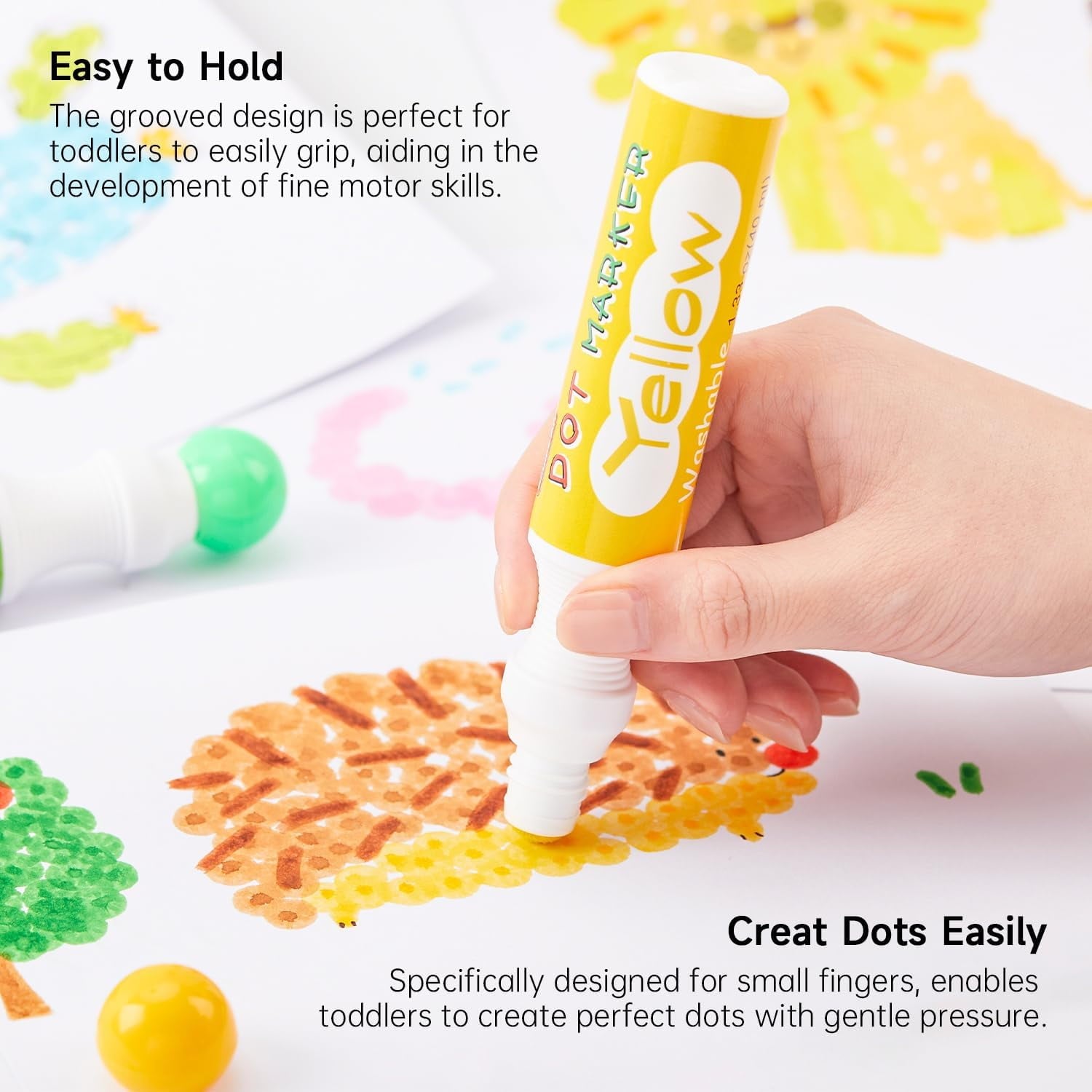 Shuttle Art Dot Makers, 12 Colors Bingo Daubers with 20 Unique Patterns of Dot Book for  Art Activities, Non-Toxic Washable Coloring Markers